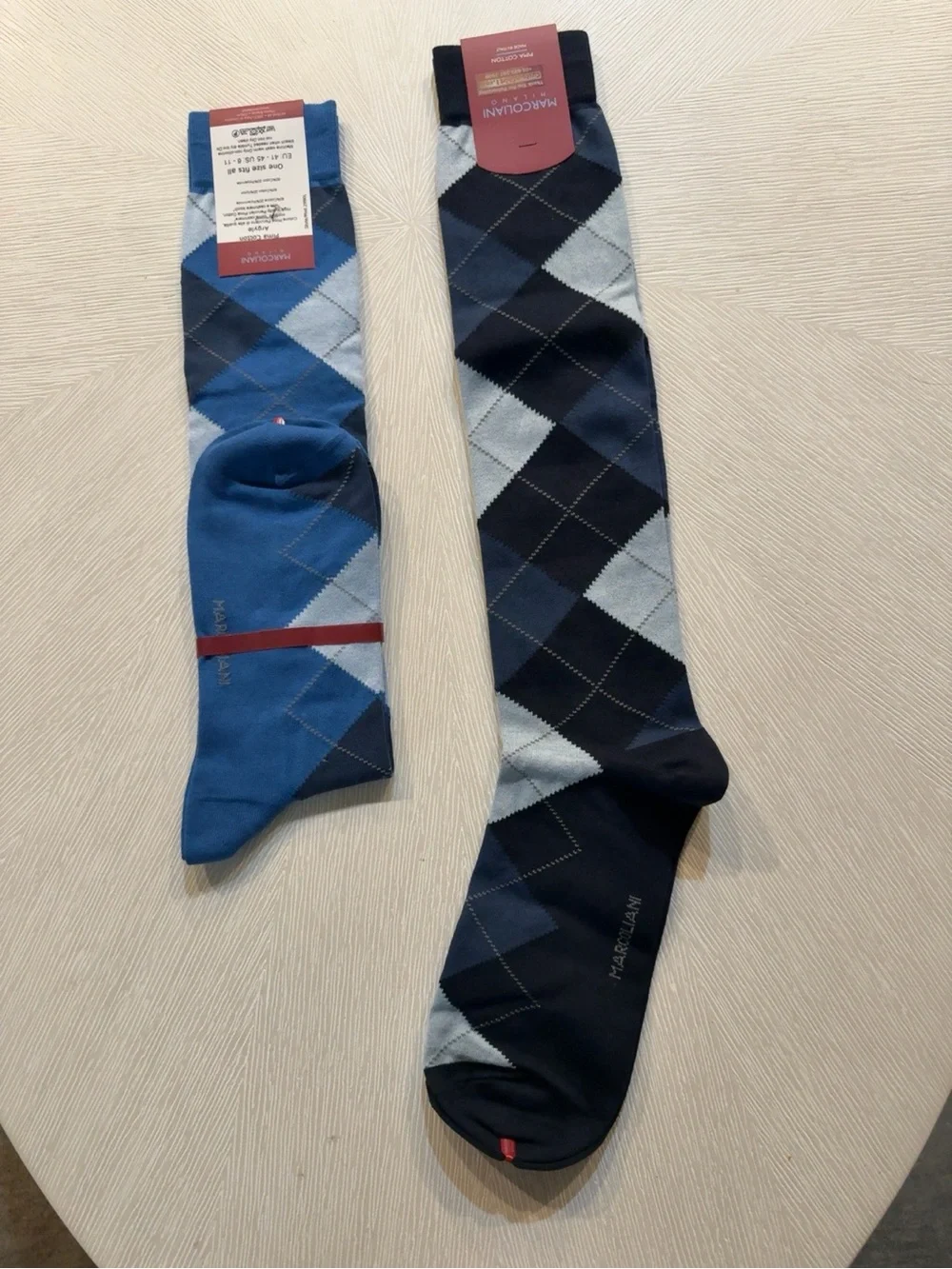 Marcoliani Milano Luxury Pima Cotton Argyle Dress Socks 2 Pair Set NWT